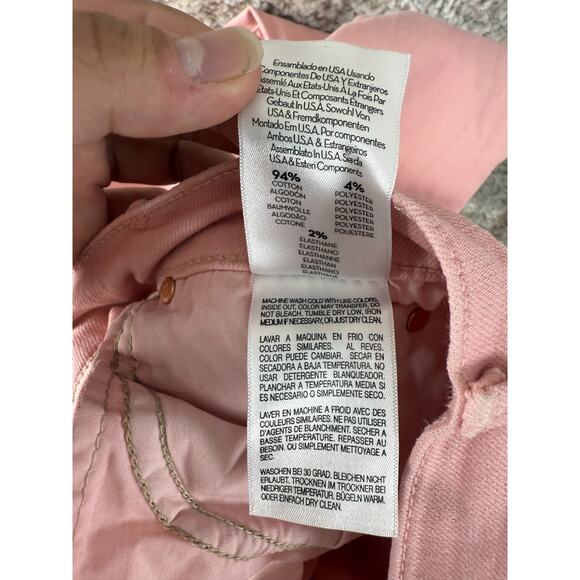 Mother Sz 27 Mid Rise Dazzler Ankle Play Date Jeans Pink Button Zip Denim Pants - Picture 12 of 13